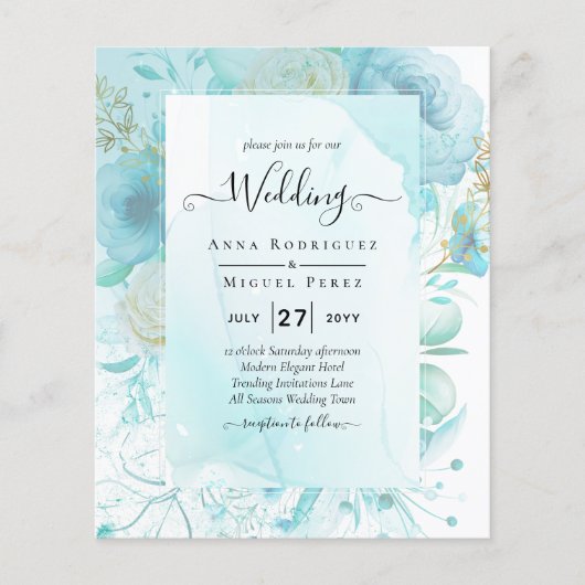 LeahG INK Sea Glass Türkis Aqua Abstrakt INVITE Flyer (Vorne)