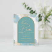 LeahG INK Sea Glass Türkis Aquamarin Gold INVITE (Stehend Vorderseite)