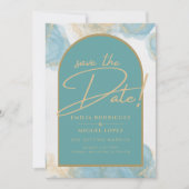 LeahG INK Sea Glass Türkis Aquamarin Gold INVITE Einladung (Vorderseite)