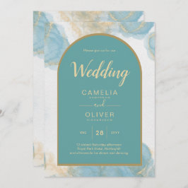 LeahG INK Sea Glass Türkis Aquamarin Gold INVITE Einladung