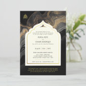 LeahG Islamische Wedding Black Gold Moschee Elegan Einladung (Stehend Vorderseite)