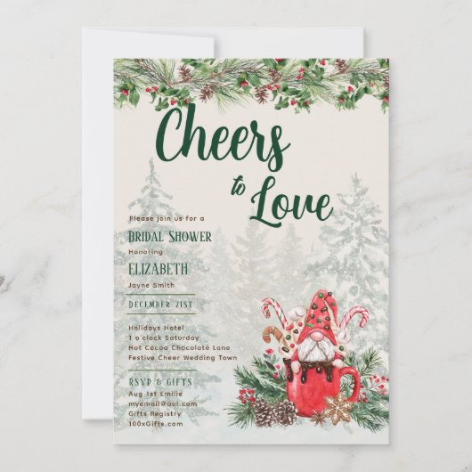 LeahG jubelt Liebe Winter Brautparty Hochzeit Einladung (Vorderseite)