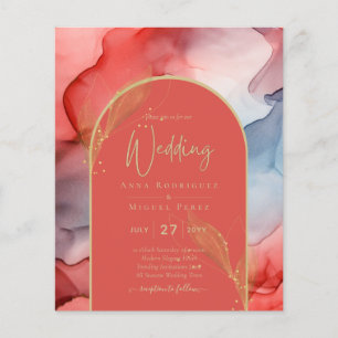 LeahG Korallen Navy Blau Gold Tinte Hochzeits EINL Flyer