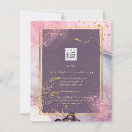 LeahG® Lavender INK Mauve Lila Gold Wedding (Rückseite)