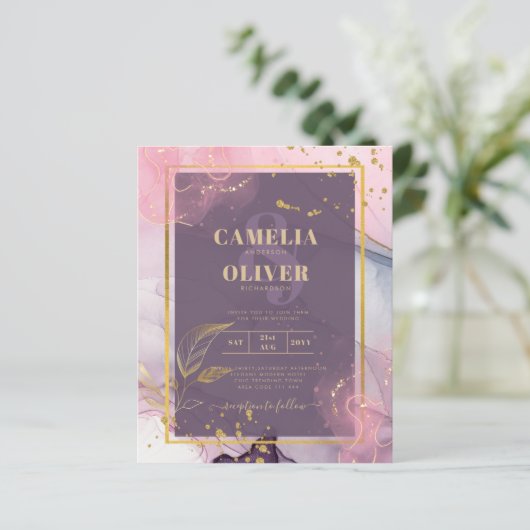 LeahG® Lavender INK Mauve Lila Gold Wedding (Stehend Vorderseite)