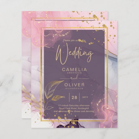 LeahG® Lavender INK Mauve Lila Gold Wedding (Vorne/Hinten)