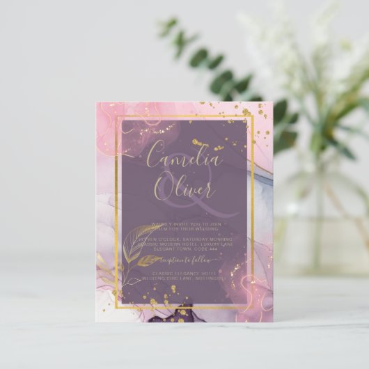 LeahG® Lavender INK Mauve Lila Gold Wedding (Stehend Vorderseite)