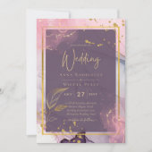 LeahG® Lavender INK Mauve Lila Gold Wedding Einladung (Vorderseite)