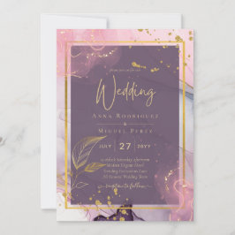 LeahG® Lavender INK Mauve Lila Gold Wedding Einladung