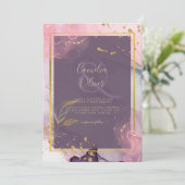 LeahG® Lavender INK Mauve Lila Gold Wedding Einladung (Stehend Vorderseite)