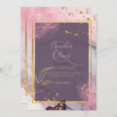 LeahG® Lavender INK Mauve Lila Gold Wedding Einladung (Vorne/Hinten)