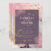 LeahG® Lavender INK Mauve Lila Gold Wedding Einladung (Vorne/Hinten)