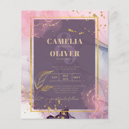LeahG® Lavender INK Mauve Lila Gold Wedding Flyer (Vorne)