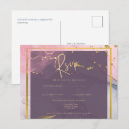 LeahG® Lavender INK Mauve Lila Gold Wedding Postkarte