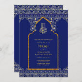 LeahG Lila Gold Islamische Hochzeit Nikah Einladung (Vorne/Hinten)