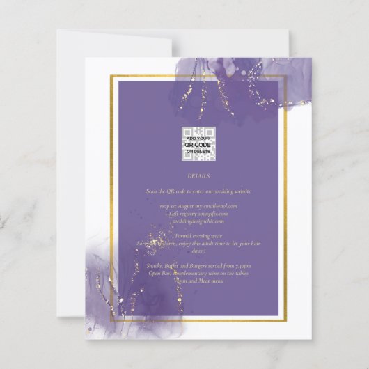LeahG LILA GOLD Wedding Lavender ALCOHOL INK (Rückseite)