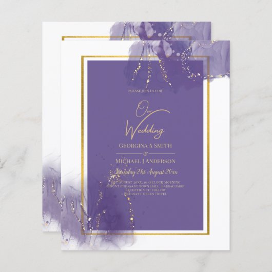 LeahG LILA GOLD Wedding Lavender ALCOHOL INK (Vorne/Hinten)