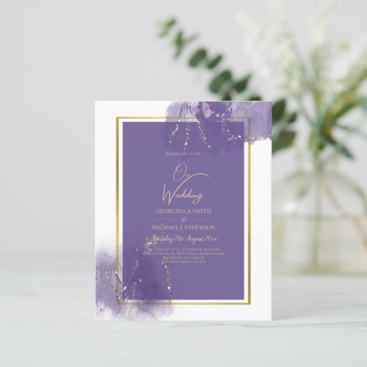 LeahG LILA GOLD Wedding Lavender ALCOHOL INK (Stehend Vorderseite)