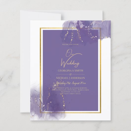 LeahG LILA GOLD Wedding Lavender ALCOHOL INK (Vorderseite)