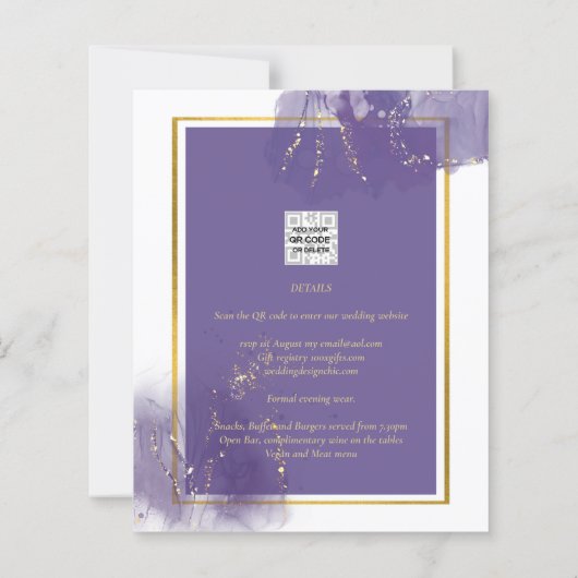 LeahG LILA GOLD Wedding Lavender ALCOHOL INK (Rückseite)