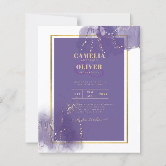 LeahG LILA GOLD Wedding Lavender ALCOHOL INK (Vorderseite)