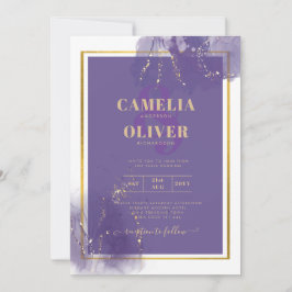 LeahG LILA GOLD Wedding Lavender ALCOHOL INK Einladung