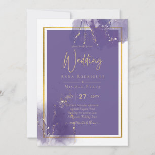 LeahG LILA GOLD Wedding Lavender ALCOHOL INK Einladung