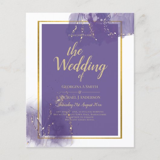 LeahG LILA GOLD Wedding Lavender ALCOHOL INK Flyer (Vorne)