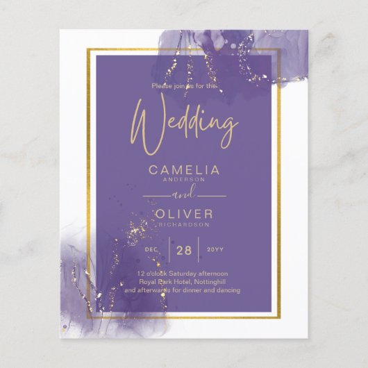 LeahG LILA GOLD Wedding Lavender ALCOHOL INK Flyer (Vorne)