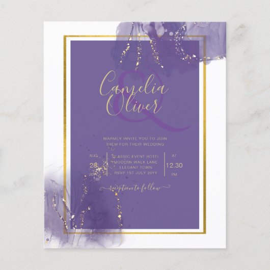 LeahG LILA GOLD Wedding Lavender ALCOHOL INK Flyer (Vorne)