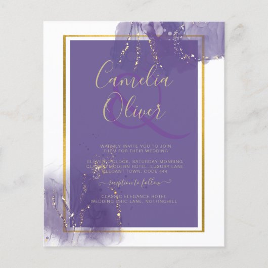 LeahG LILA GOLD Wedding Lavender ALCOHOL INK Flyer (Vorne)