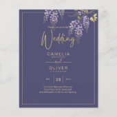 LeahG Lila Gold WISTERIA Floral Wedding INVITE (Vorderseite)