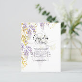 LeahG Lila Gold WISTERIA Floral Wedding INVITE (Stehend Vorderseite)