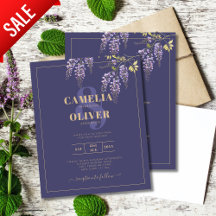 LeahG Lila Gold WISTERIA Floral Wedding INVITE