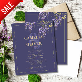 LeahG Lila Gold WISTERIA Floral Wedding INVITE