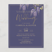 LeahG Lila Gold WISTERIA Floral Wedding INVITE (Vorderseite)