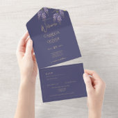 LeahG Lila Gold WISTERIA Floral Wedding INVITE All In One Einladung (Abreißen)