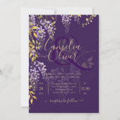 LeahG Lila Gold WISTERIA Floral Wedding INVITE Einladung (Vorderseite)