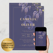 LeahG Lila Gold WISTERIA Floral Wedding INVITE Einladung