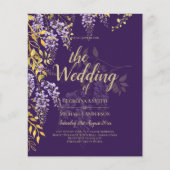 LeahG Lila Gold WISTERIA Floral Wedding INVITE Flyer (Vorne)