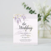 LeahG Lila WISTERIA Lace Floral Wedding INVITE (Stehend Vorderseite)
