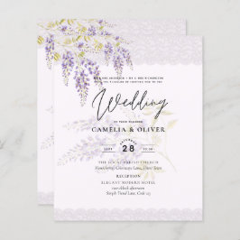 LeahG Lila WISTERIA Lace Floral Wedding INVITE