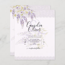 LeahG Lila WISTERIA Lace Floral Wedding INVITE