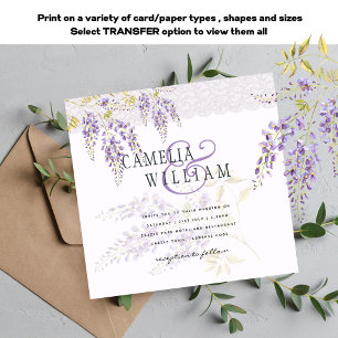 LeahG Lila WISTERIA Lace Floral Wedding INVITE