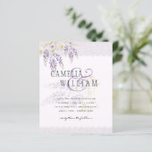 LeahG Lila WISTERIA Lace Floral Wedding INVITE (Stehend Vorderseite)