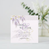 LeahG Lila WISTERIA Lace Floral Wedding INVITE (Stehend Vorderseite)