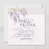 LeahG Lila WISTERIA Lace Floral Wedding INVITE (Vorderseite)