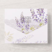 LeahG Lila WISTERIA Lace Floral Wedding INVITE All In One Einladung (Rückseite)