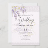 LeahG Lila WISTERIA Lace Floral Wedding INVITE Einladung (Vorderseite)