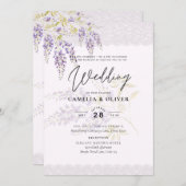 LeahG Lila WISTERIA Lace Floral Wedding INVITE Einladung (Vorne/Hinten)